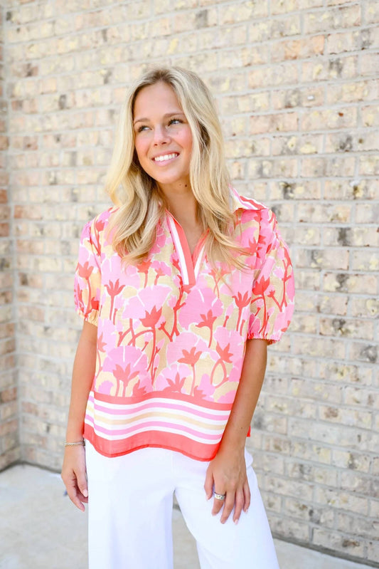 Striped Blossom Top