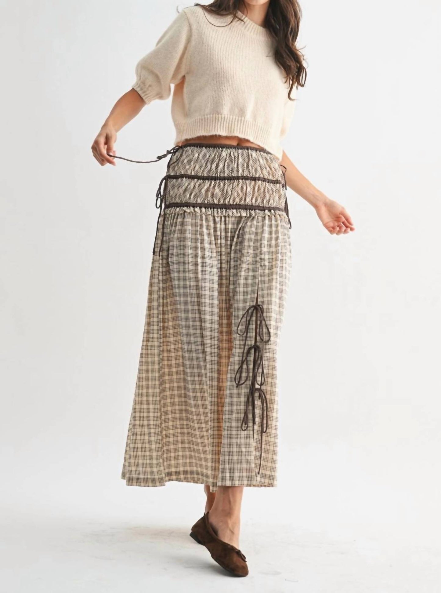 Shea Checked Midi Skirt
