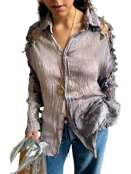 Luna Del Pinal - Orange Peel Crochet Evening Shirt - Rack Hunt -