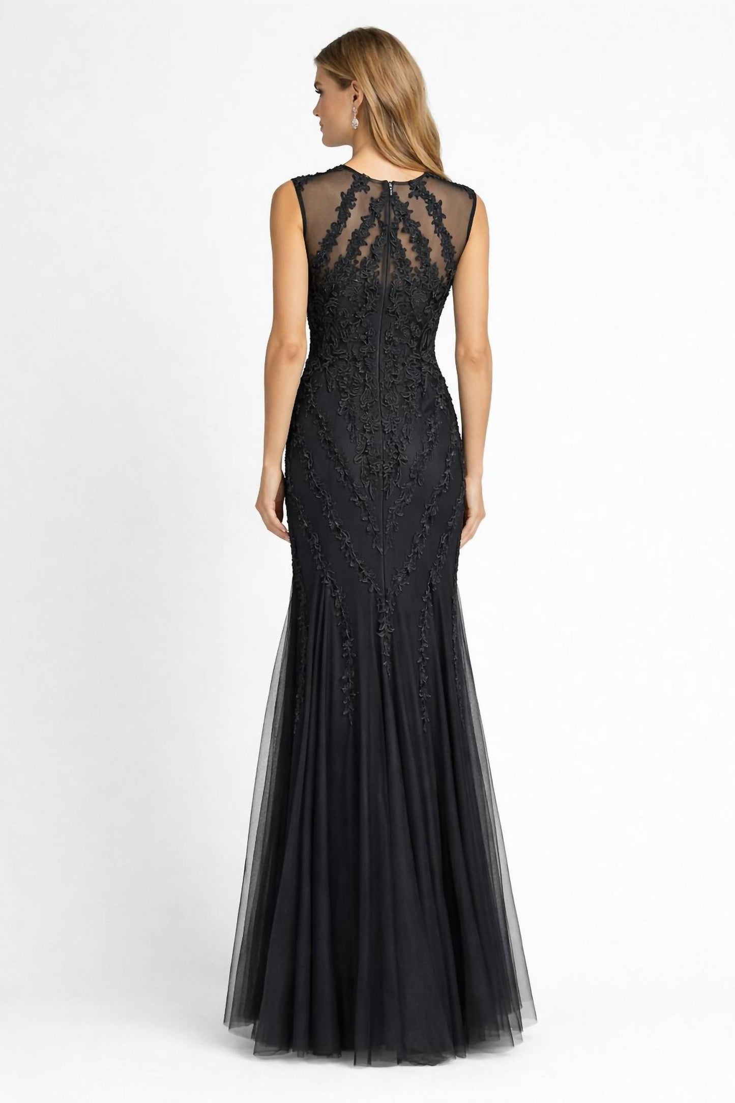 Illusion Embroidered Mesh Gown