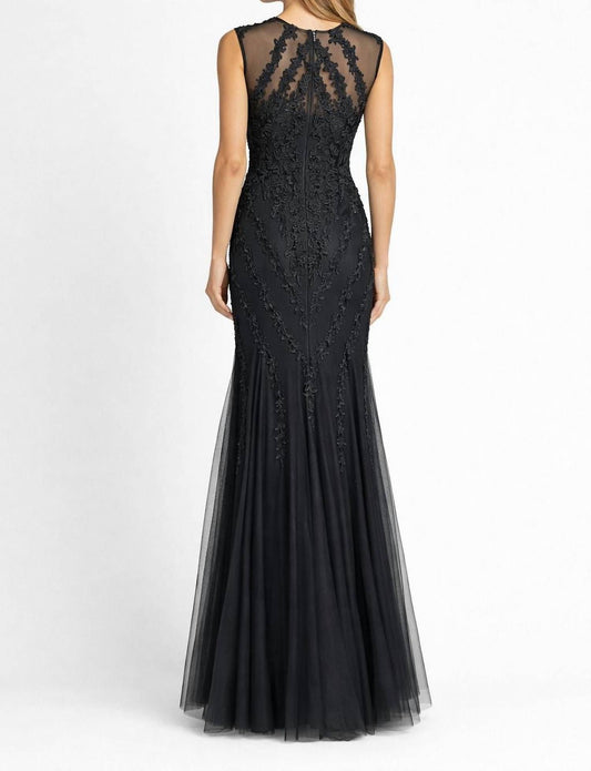 Illusion Embroidered Mesh Gown