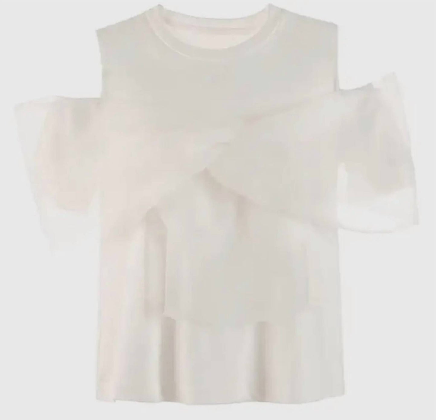 Tulle Trim Cold Shoulder Tee