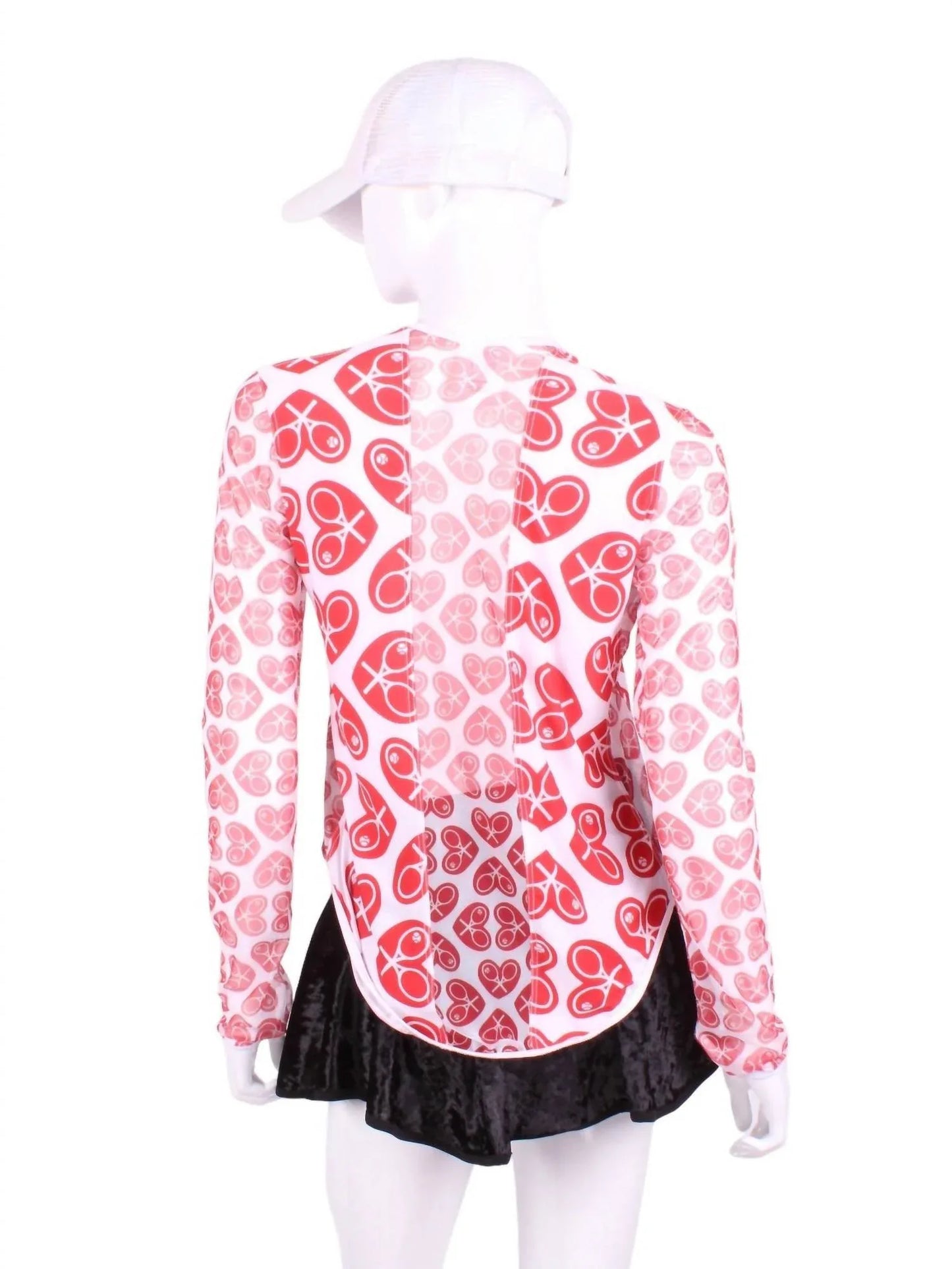 Love Love Tennis - Women's Hearts Mesh Arm Long Sleeve Crew Tee - Rack Hunt