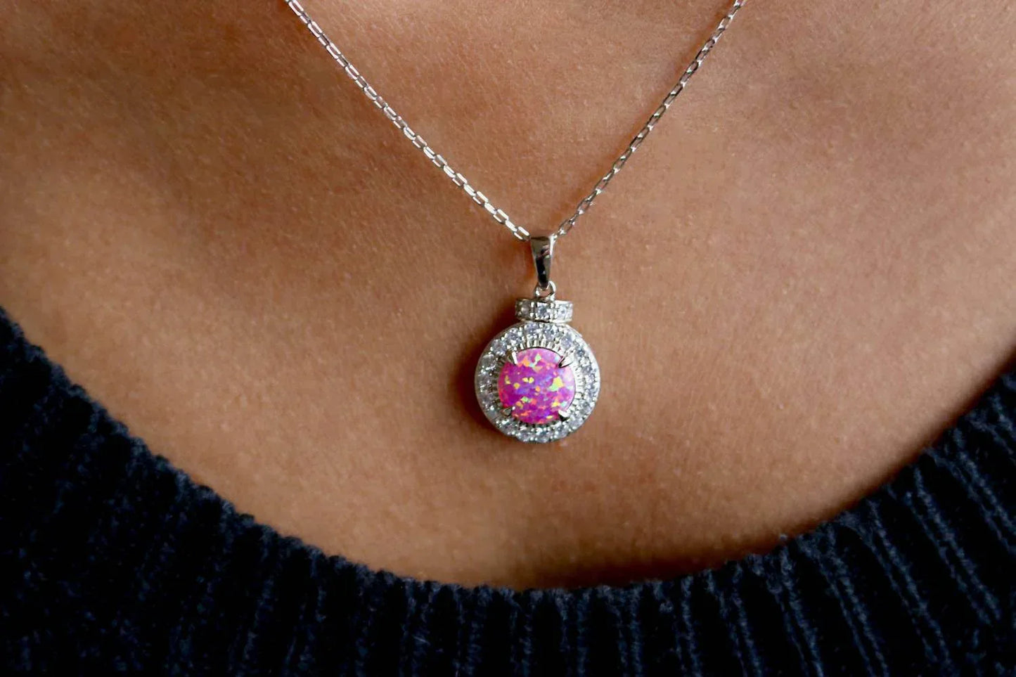 Allyanna Gifts - Women's Sterling Silver Circle Opal Necklace - Rack Hunt