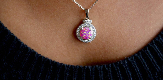 Allyanna Gifts - Women's Sterling Silver Circle Opal Necklace - Rack Hunt