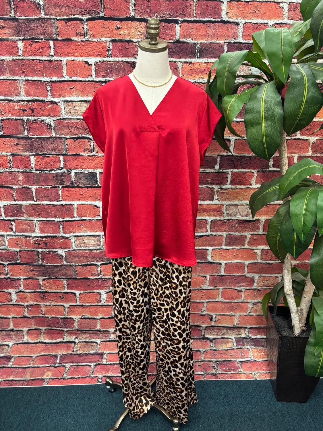 Women's Silky V-neck Everyday Blouse - Plus