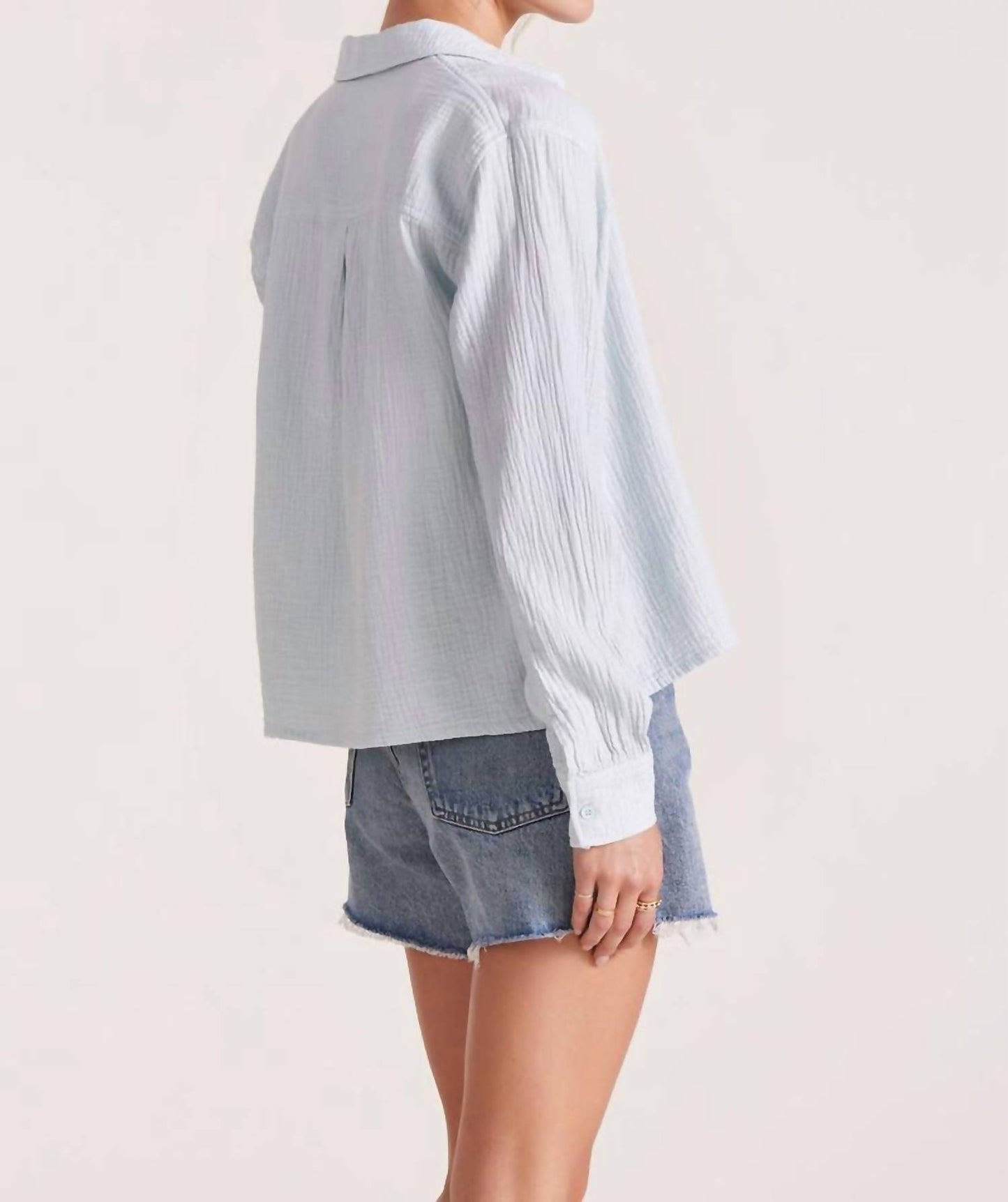 Bobbi Cropped Button Front Long Sleeve Top