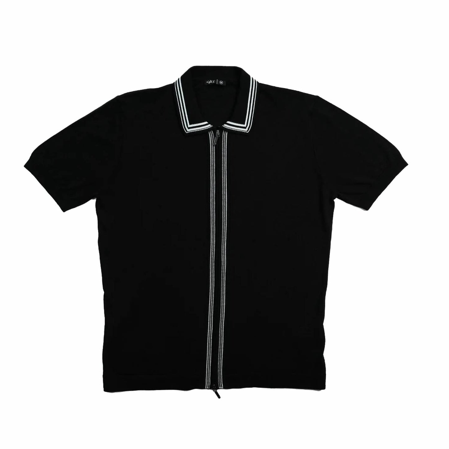 Contour Short Sleeve Two Way Zip Knit Polo Shirt