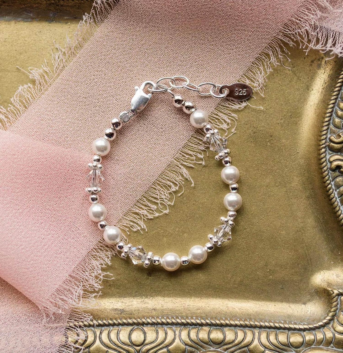 Cherished Moments - Baby Girls Hope Pearl And Sterling Silver Bracelet - Rack Hunt