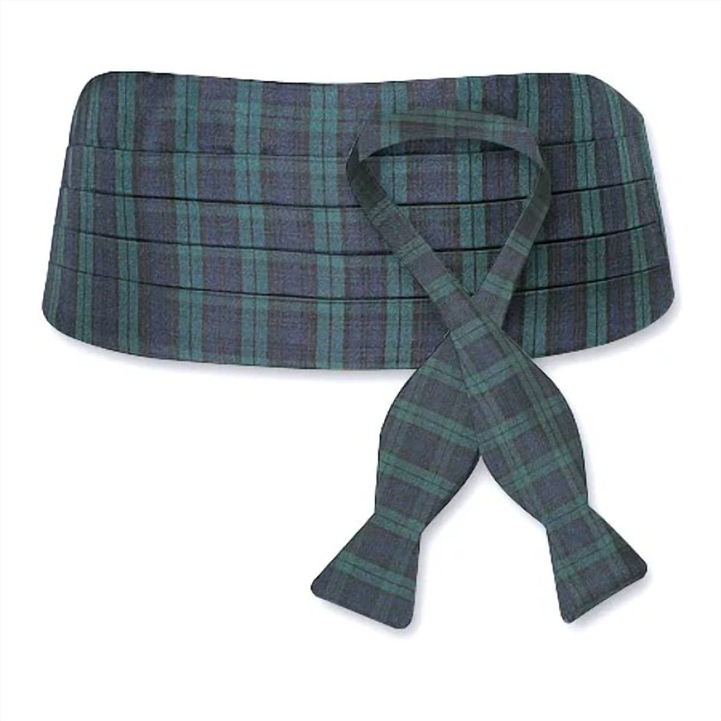 Men's Watch Tartan Silk Jacquard Cummerbund And Bow Tie Set