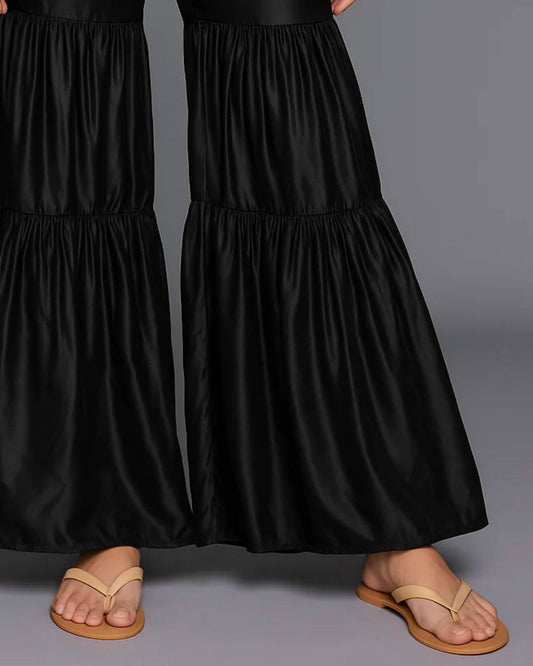 Sani - Satin Palazzo Wide Leg Pants - Rack Hunt -