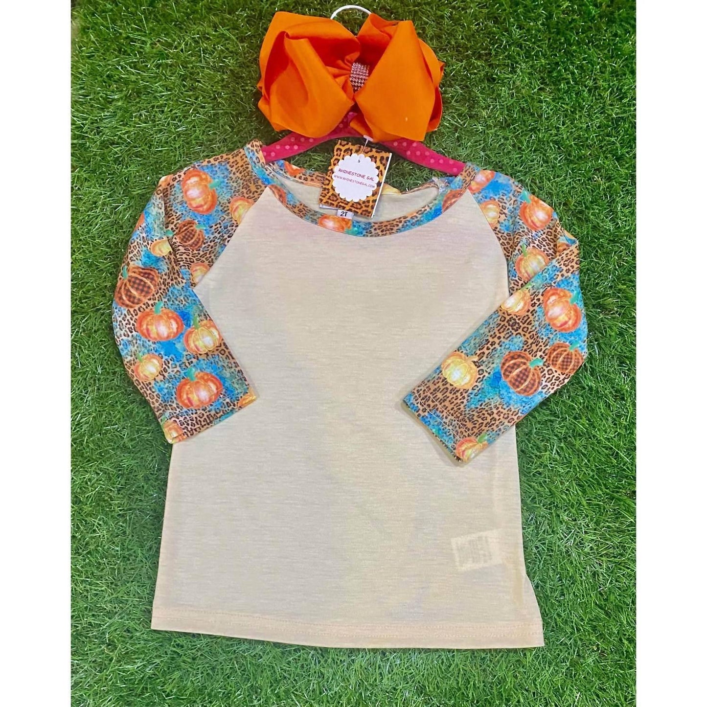 Prissy Jane - Girl's Pumpkin Raglan Top - Rack Hunt