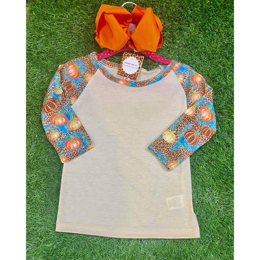 Prissy Jane - Girl's Pumpkin Raglan Top - Rack Hunt