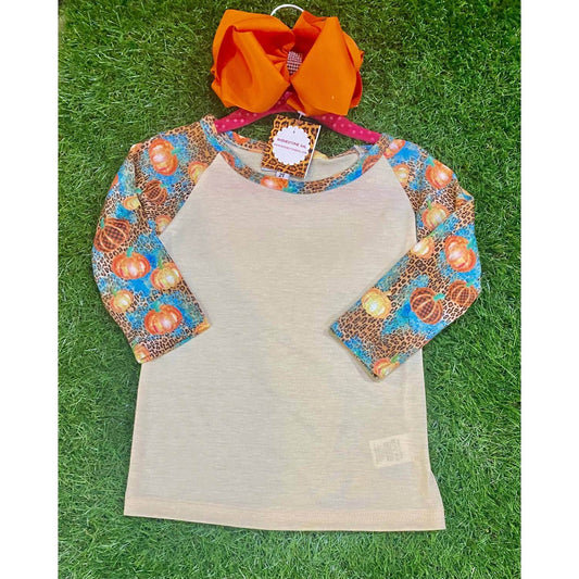 Prissy Jane - Girl's Pumpkin Raglan Top - Rack Hunt -