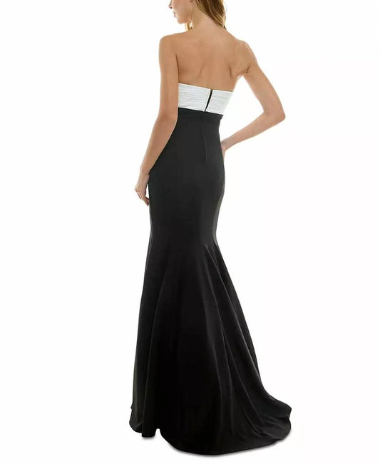 Rosette-trim Cutout Colorblocked Gown