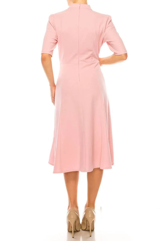 Ivy & Blu - 3/4 Sleeve Mock Neck Fit And Flare Dress - Rack Hunt