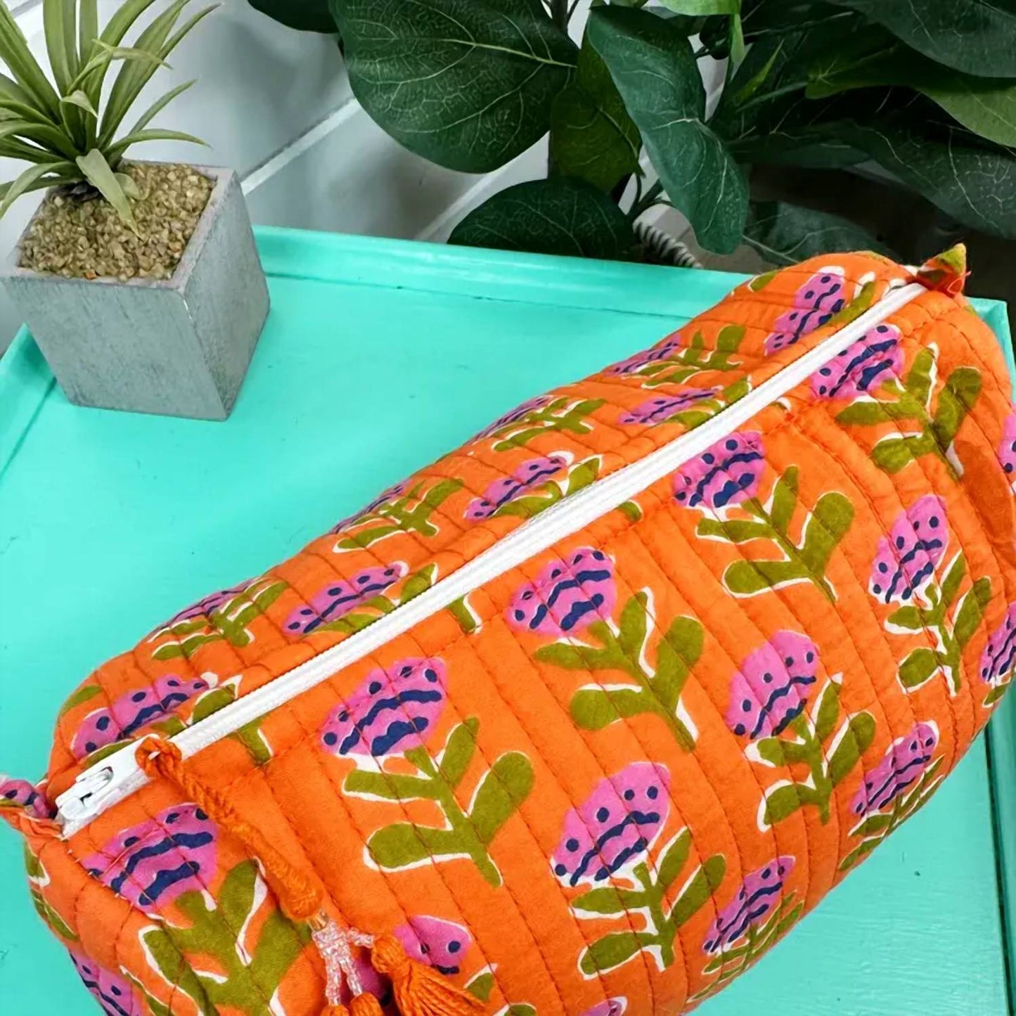 Women's Quilted Makeup Cosmetics Toiletry Bag