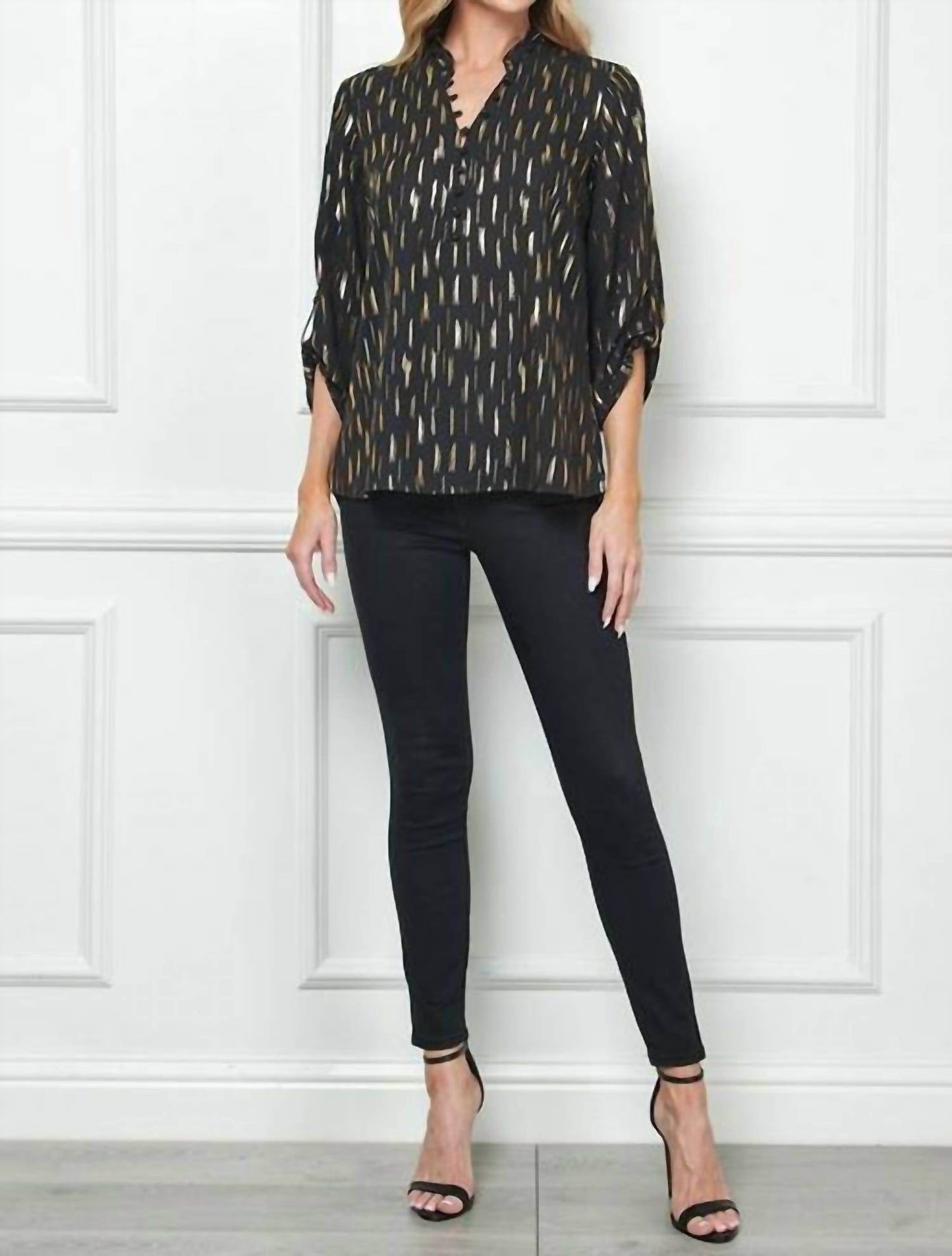Sara Michelle - Women's Gianna Ruffle Neck Blouse - Rack Hunt -