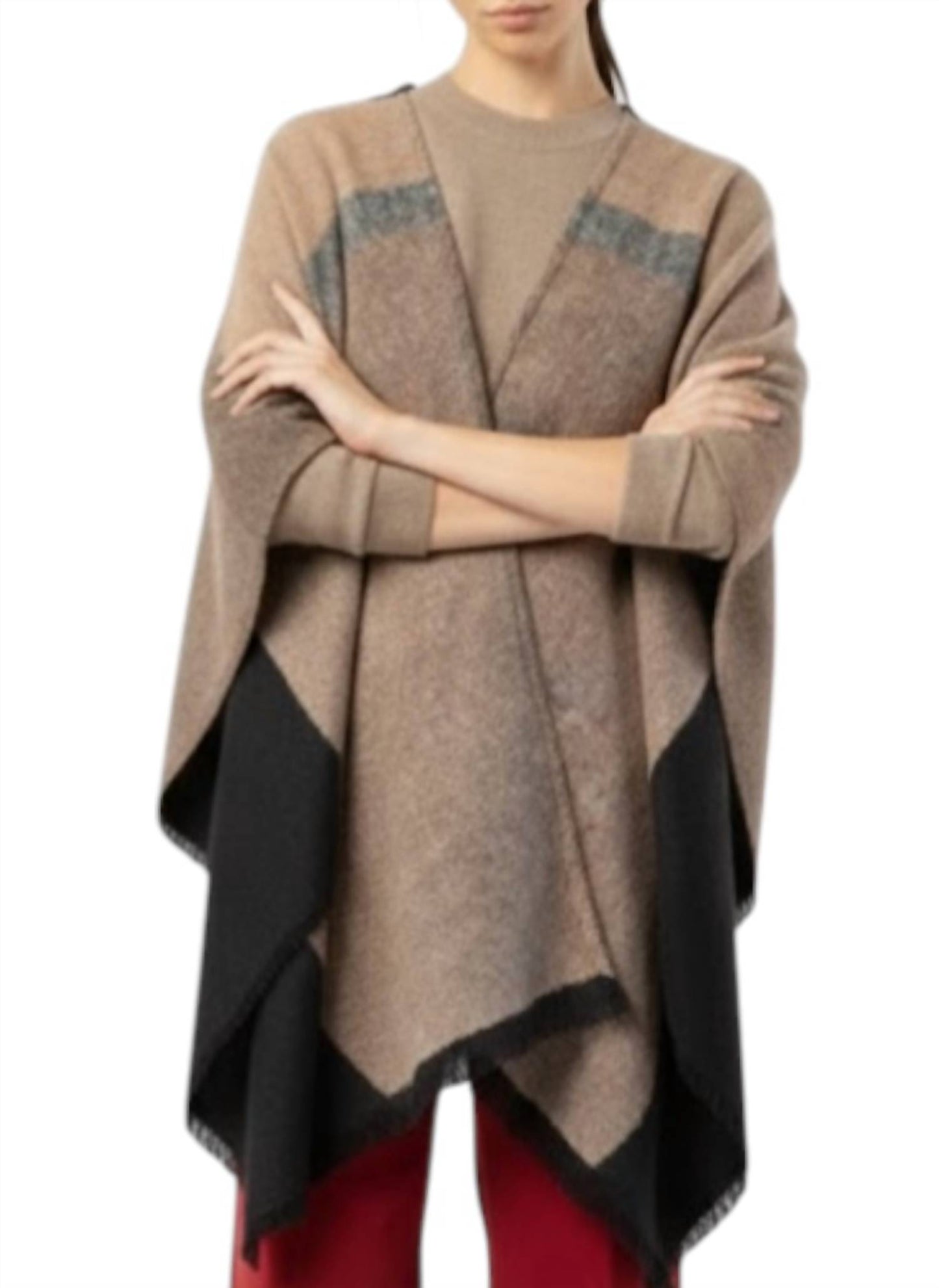 Open V-neck Poncho