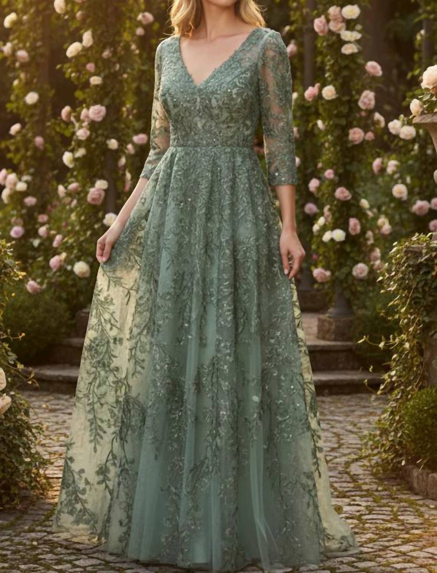 Embroidered A-line Mother Of The Bride Gown