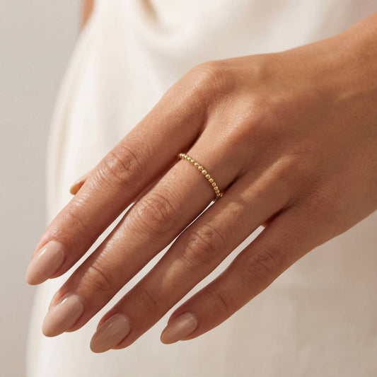 Women's Classic 2mm Beaded Stretchy Ring