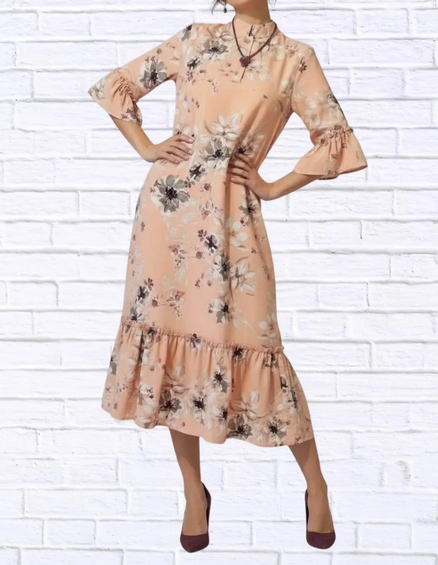 Diva USA - Floral Ruffle Hem Midi Dress - Rack Hunt