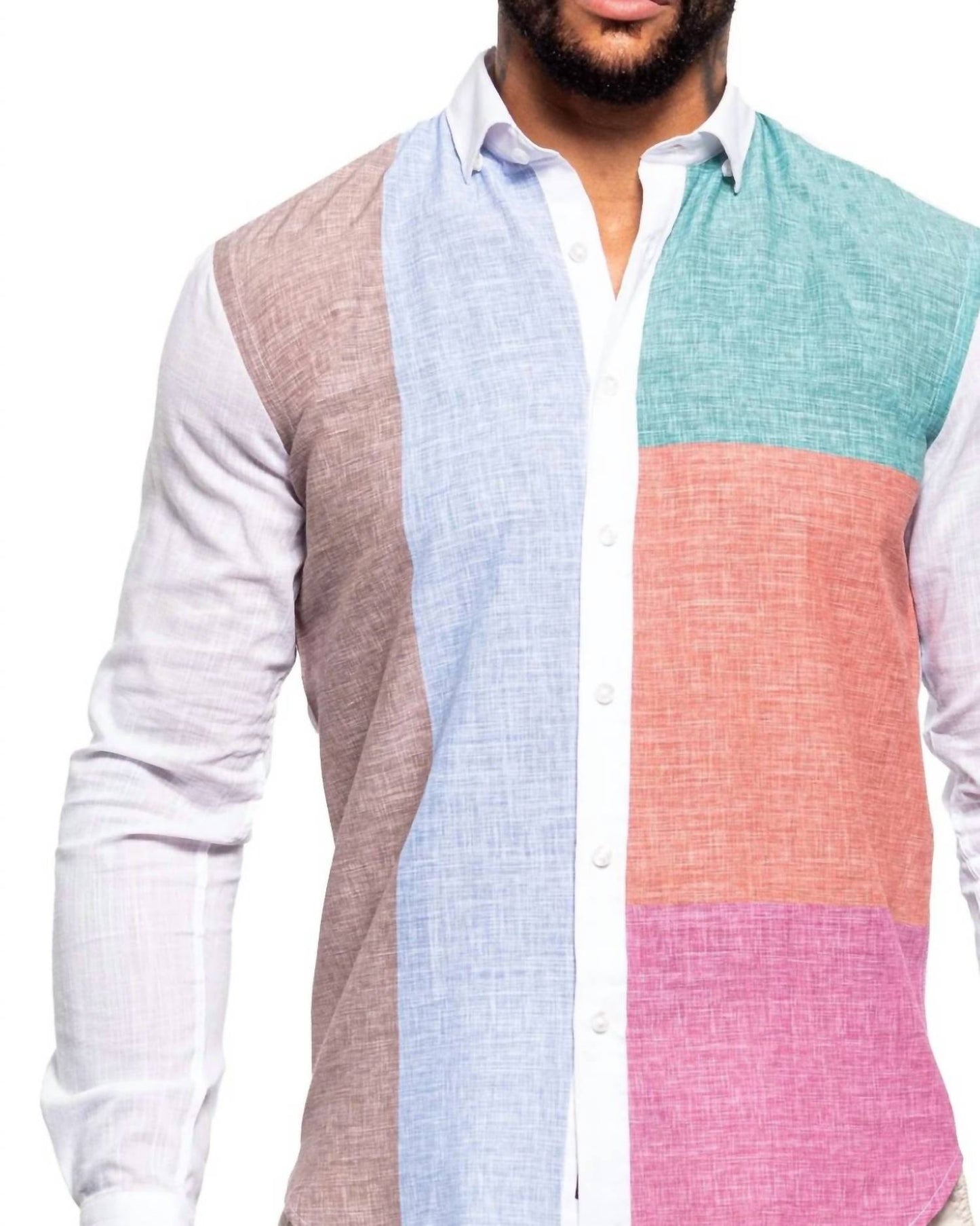 Color Block Button Down Shirt