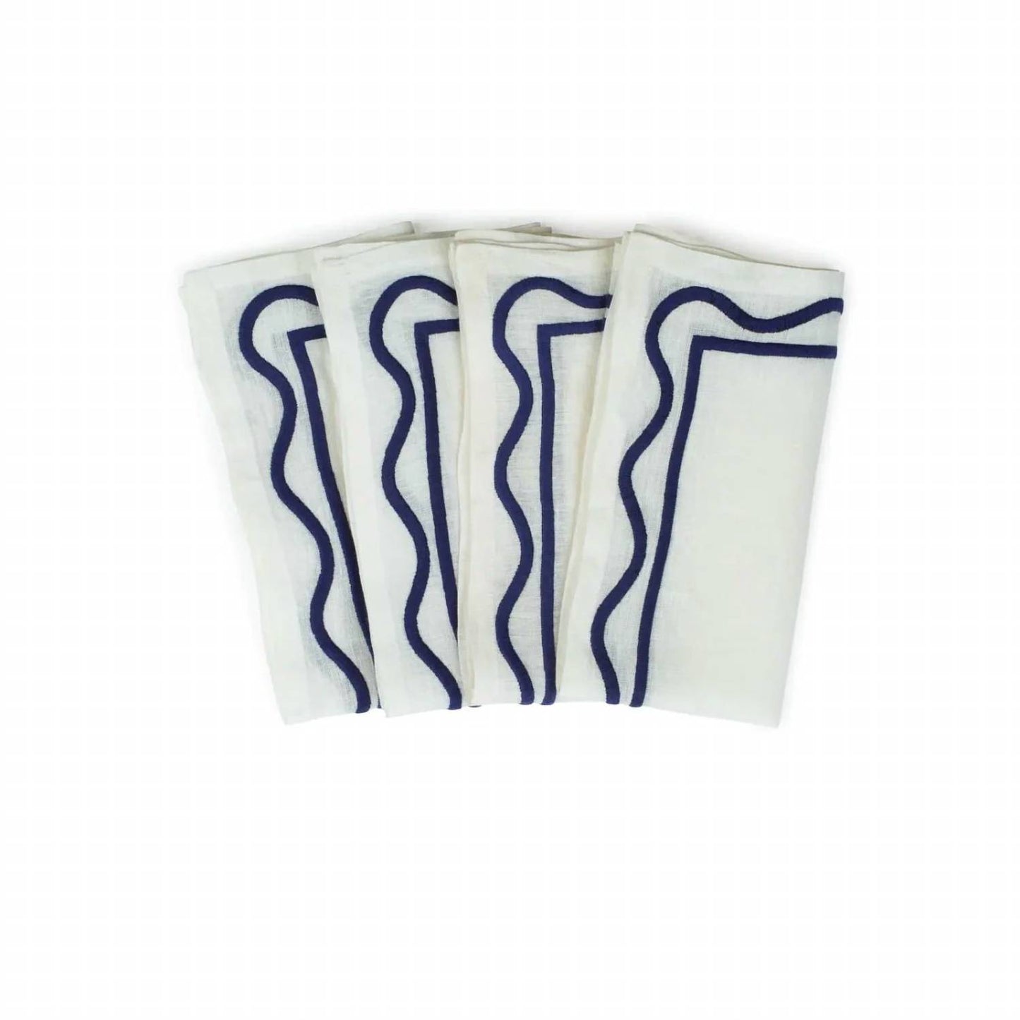 Colorblock Embroidered Linen Napkins - Set Of 4