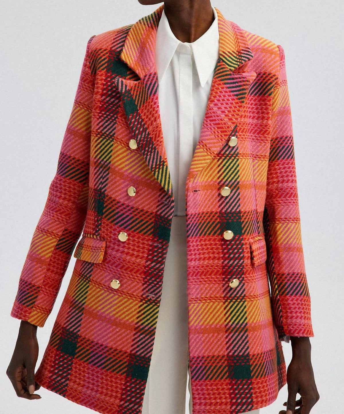 Button Chequered Jacket