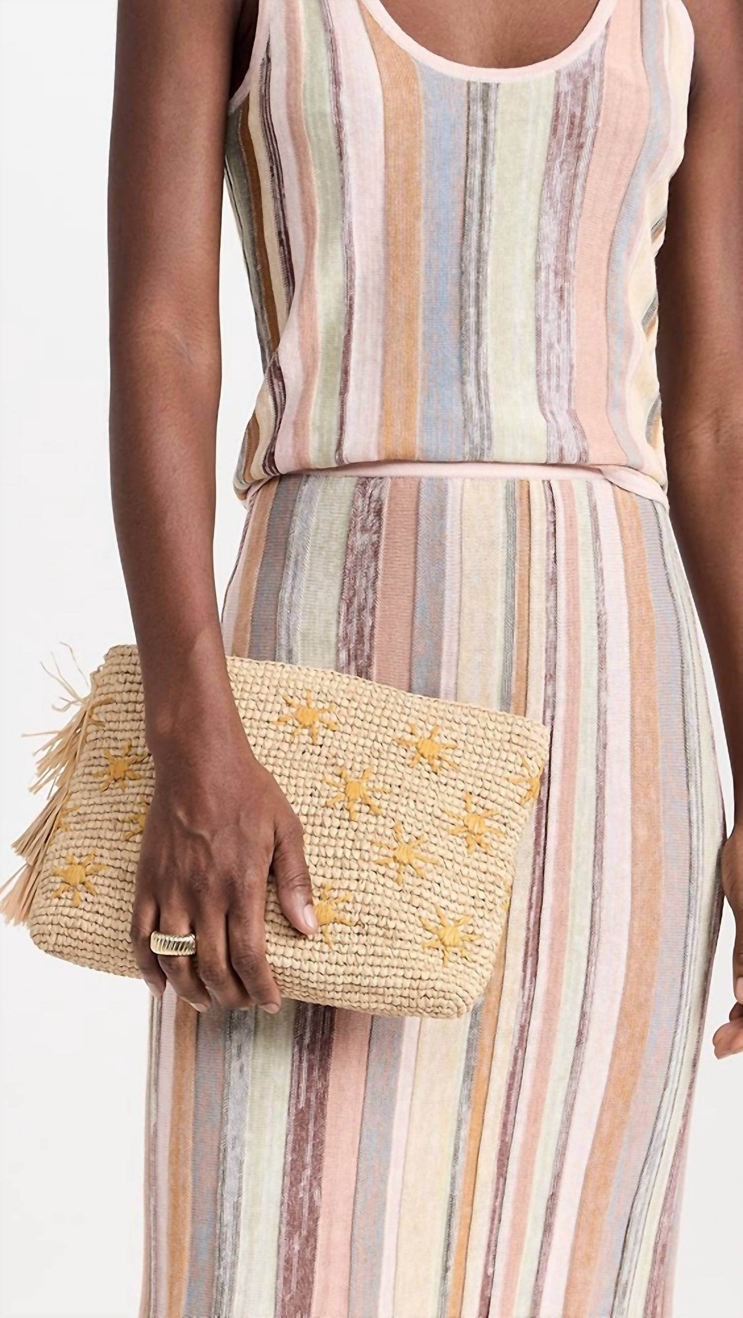 Mar Y Sol - Women's Embroidered Sun Pattern Clutch Bag - Rack Hunt -