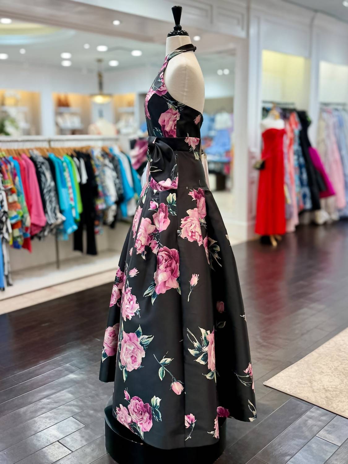 Rose Mikado Halter Prom Gown