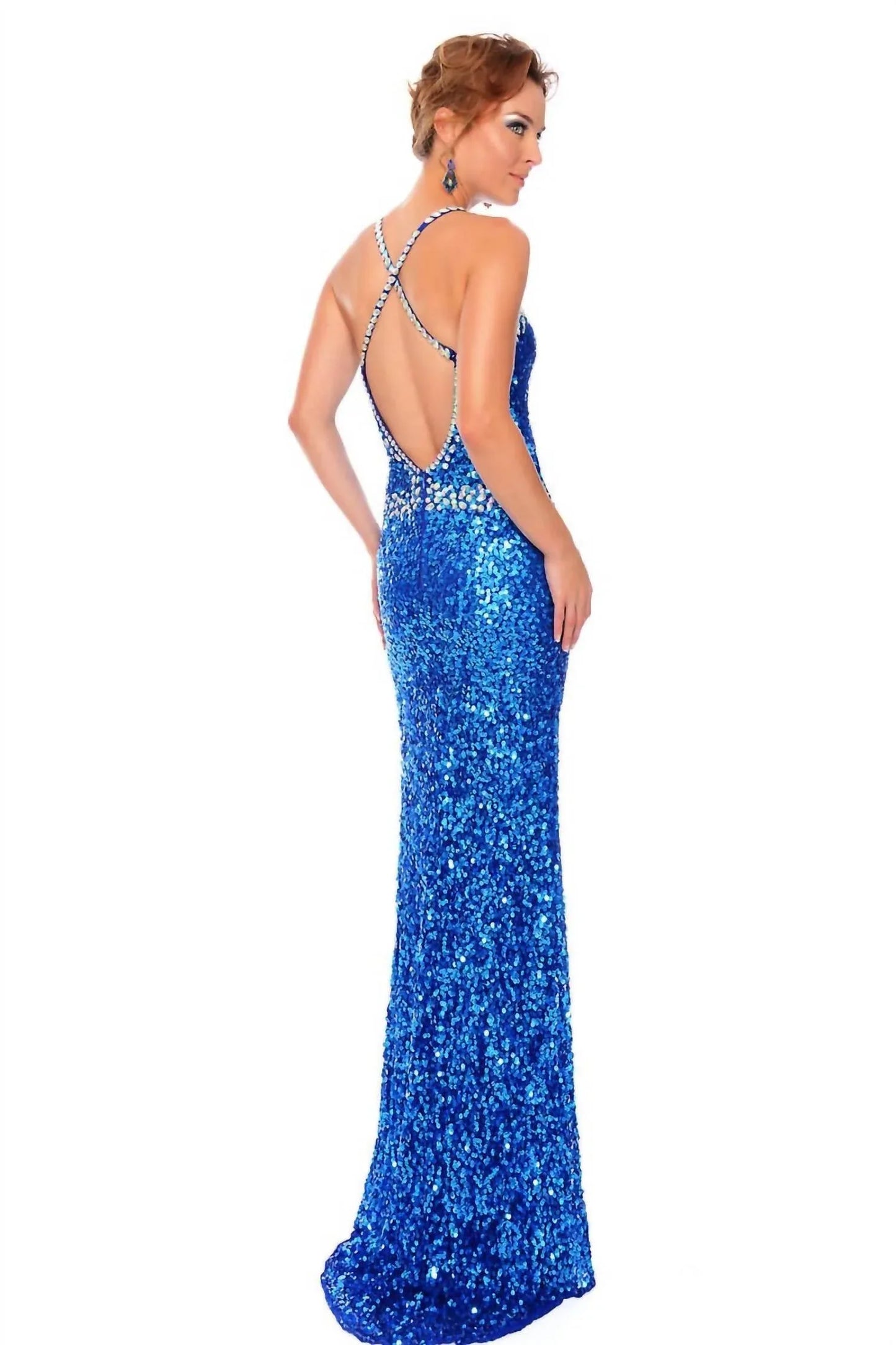 Precious Formals - Hand Beaded Prom Dress With High Slit - Rack Hunt