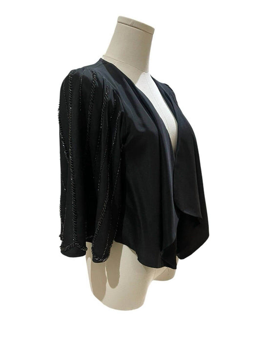 MM Couture - Women's Beaded Shrug Open Front Draped Blouse - Rack Hunt
