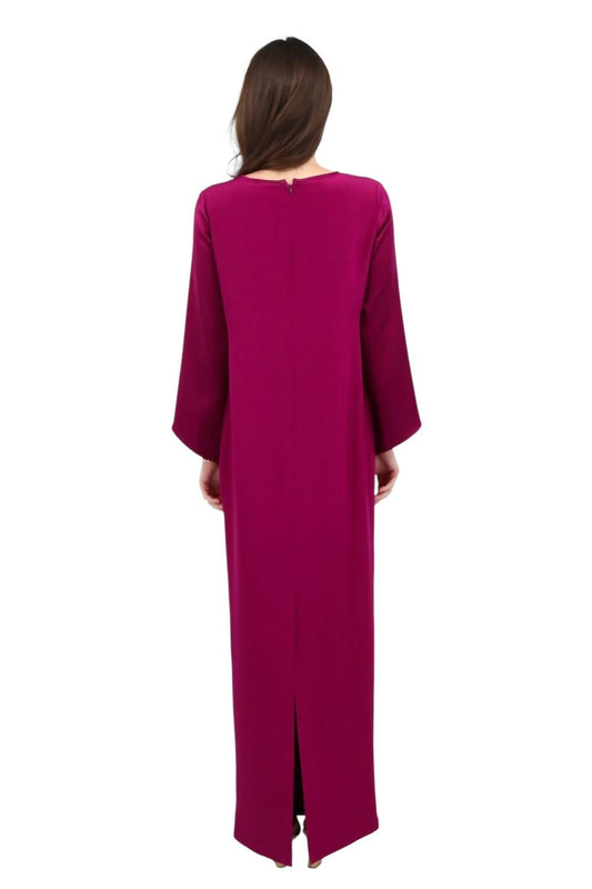 Long Sleeve Silk With Satin Contrast Dress