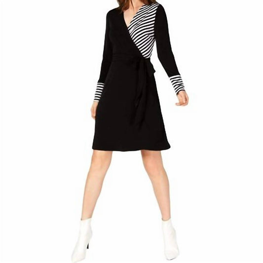Striped Mixed-media Dress Without Tie