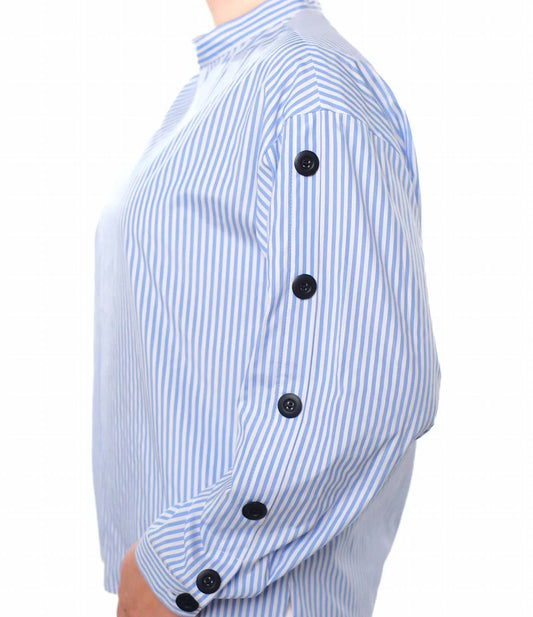 Funnel Neck Striped Blouse