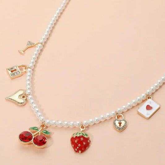 Women's Berries And Such Pearl Charm Necklace