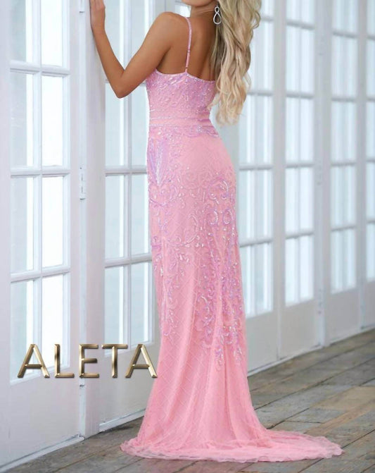 Aleta - Graceful Straight Neckline Beadwork Pattern Prom Dress - Rack Hunt -