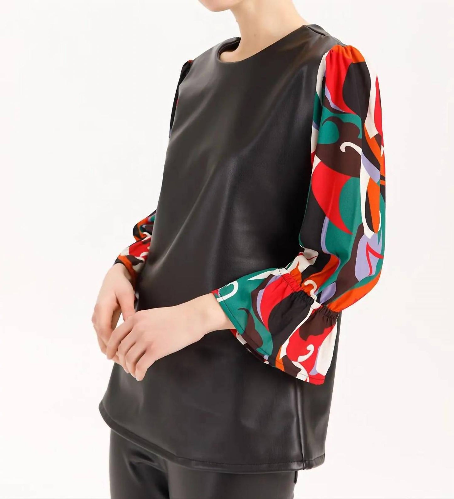 Trey Leather Tulip Cuffs Top