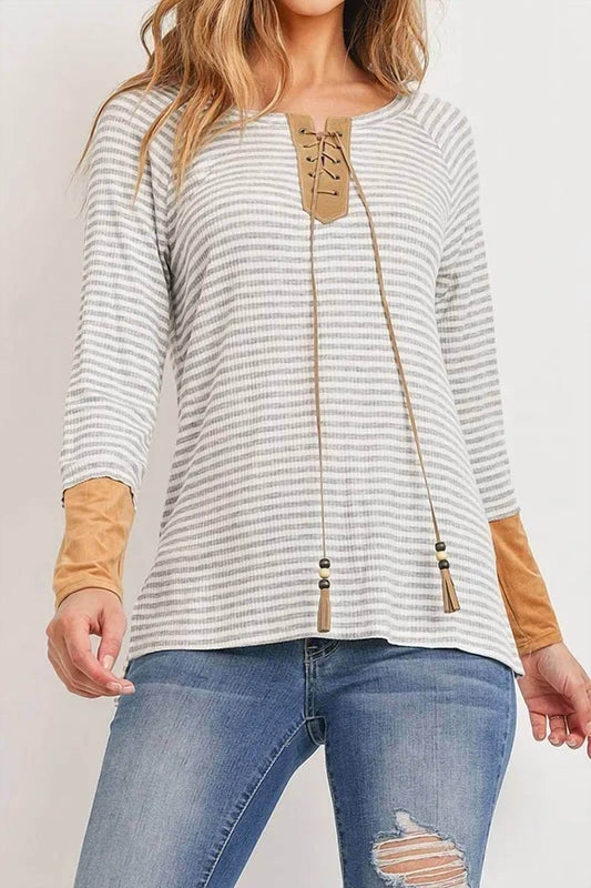 Potter's Pot - LACE UP STRIPE TOP - Rack Hunt -