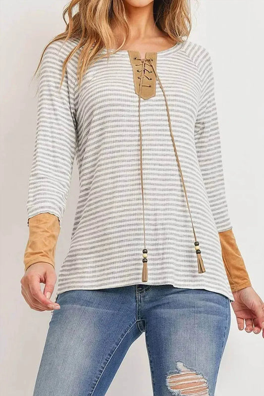 Potter's Pot - LACE UP STRIPE TOP - Rack Hunt