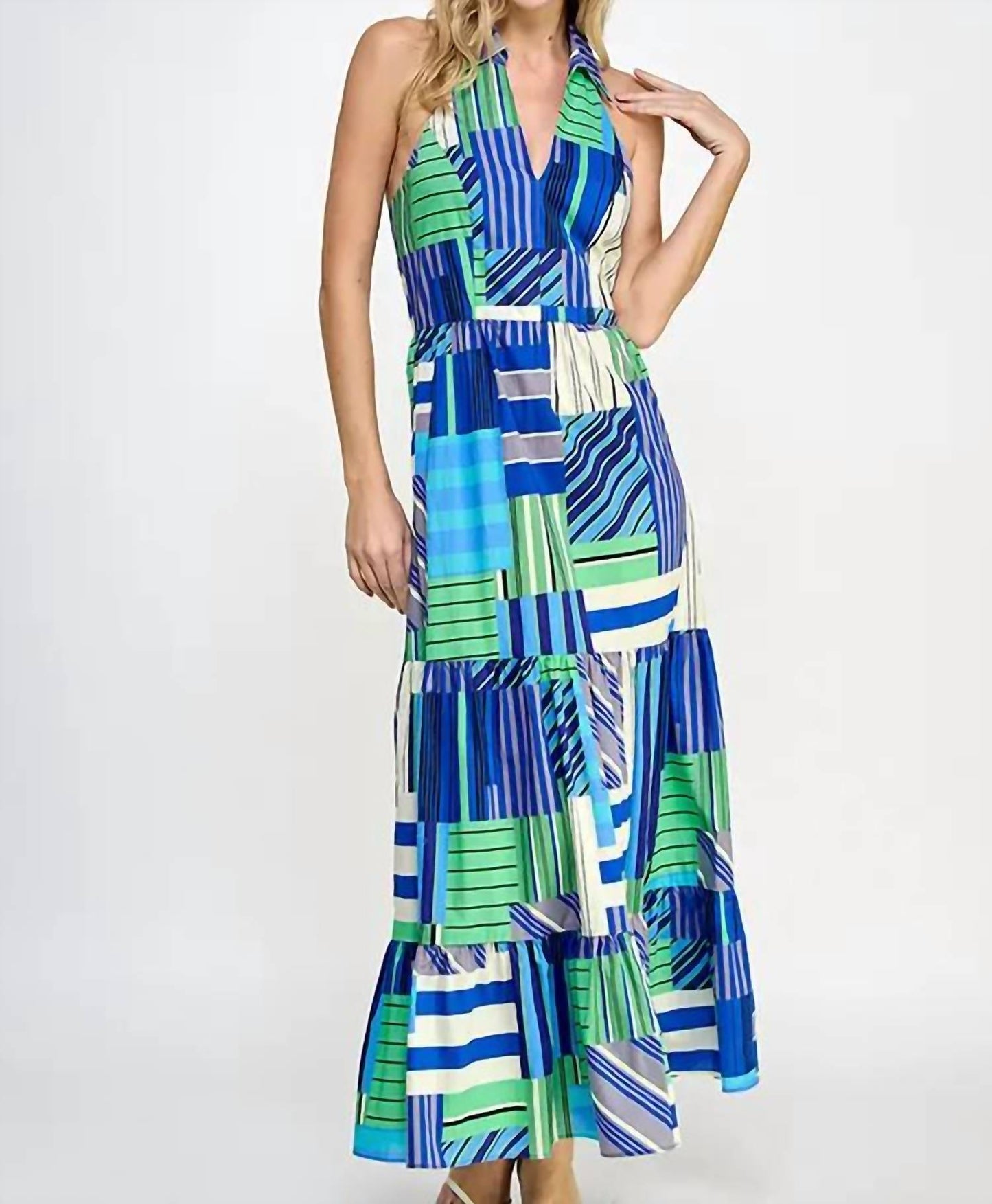 Ocean Mirage Halter Midi Dress