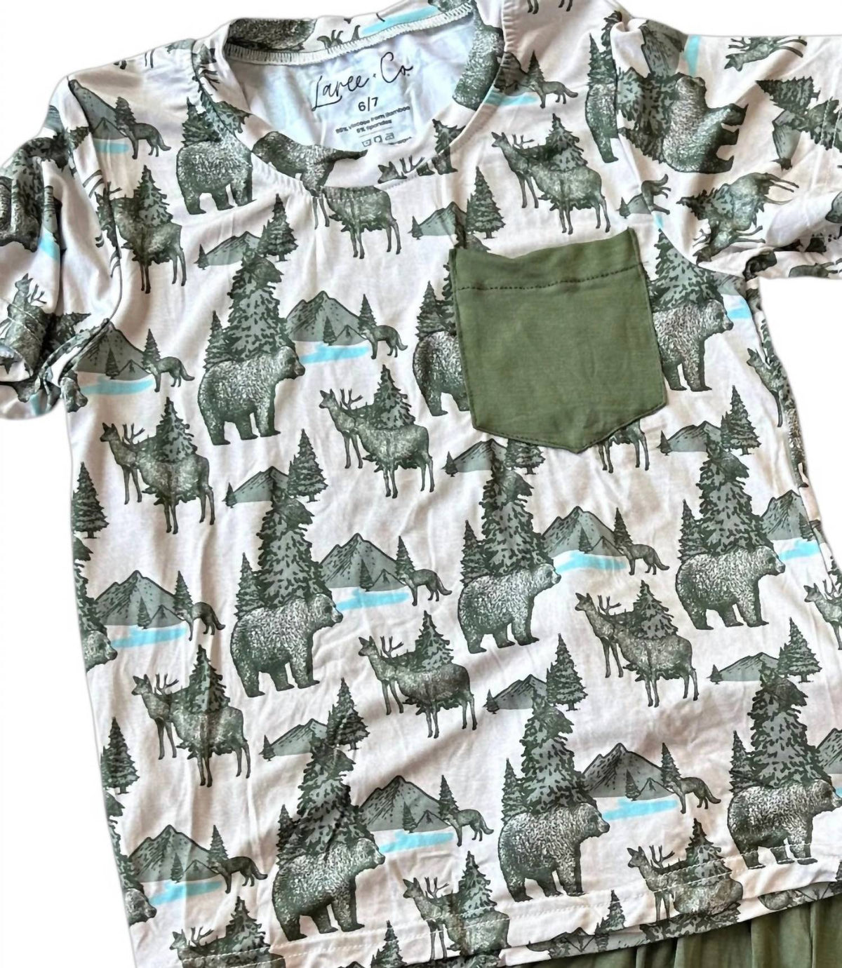 Kid's Samuel Woodland Animals Bamboo Youth Tee & Shorts Set
