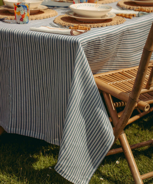 Victoria Striped Linen Tablecloth