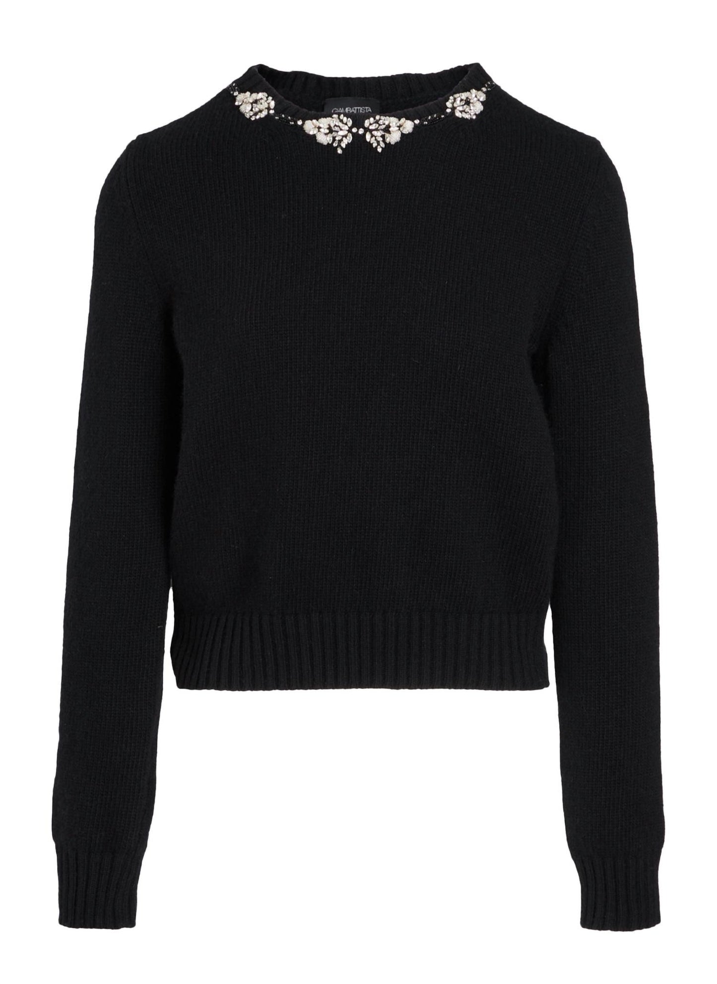 Knit Pullover With Rhinestone Collar Sweater