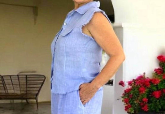 Joyna - Light Linen Waistcoat Top - Rack Hunt -