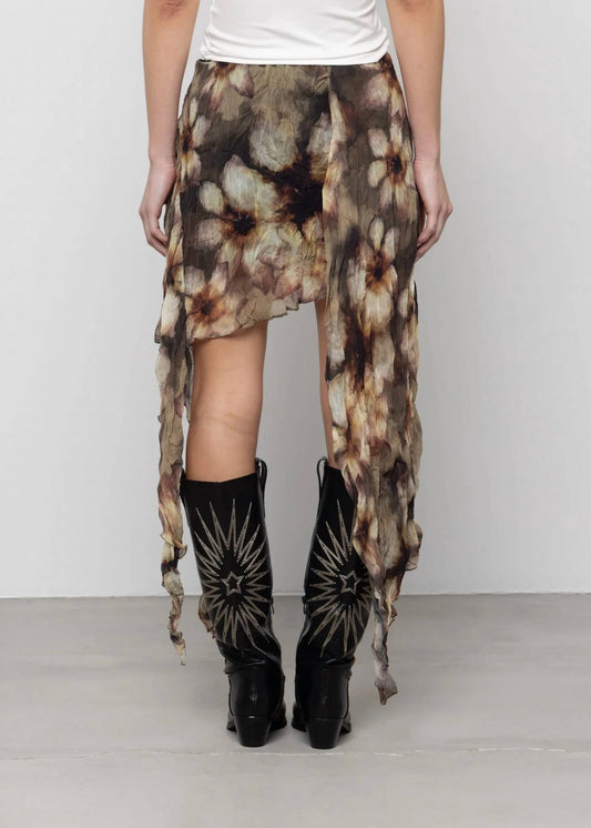 Women's Petal Moon Printed Asymmetric Skirt