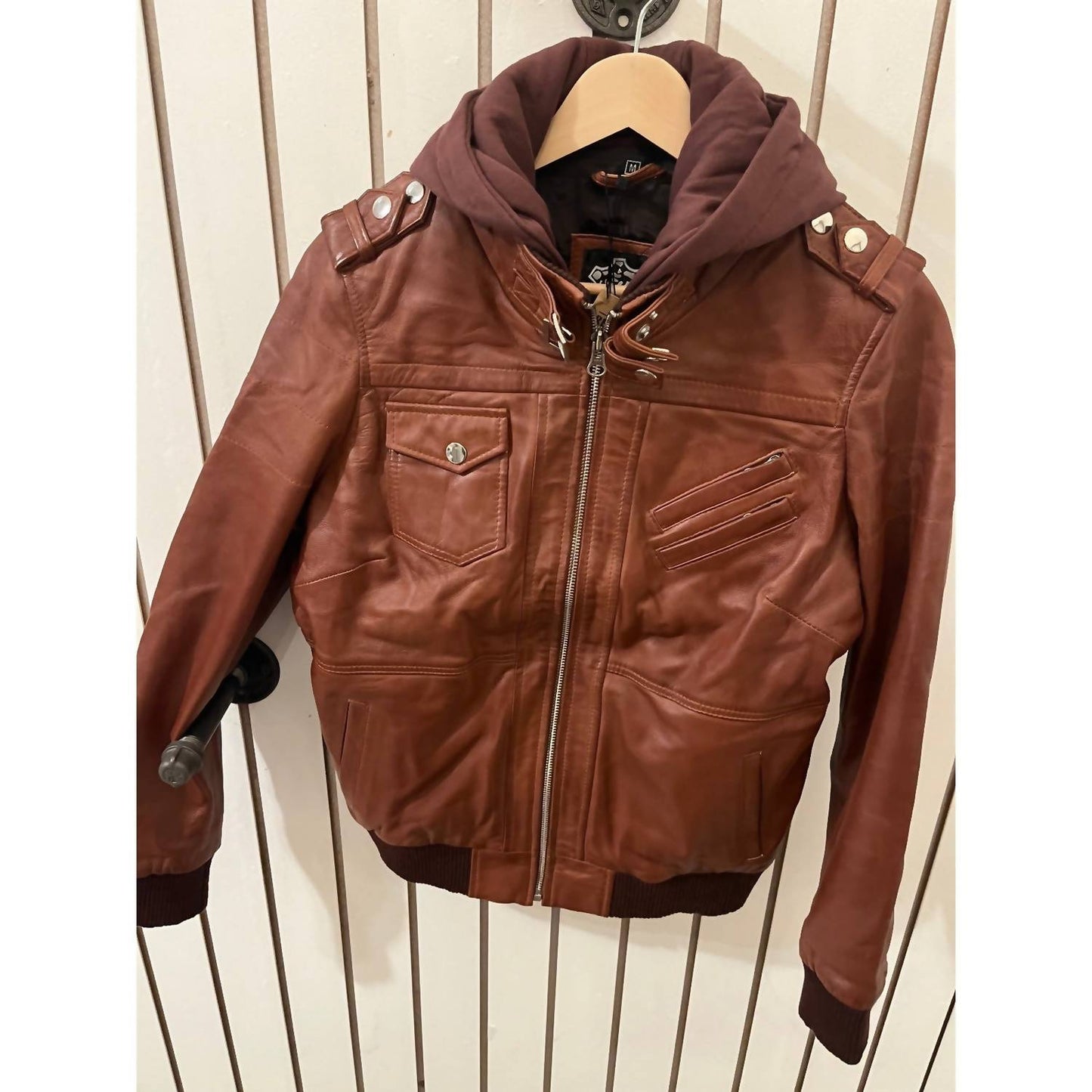 Women's Genuine Leather Jacket With Removal Hood
