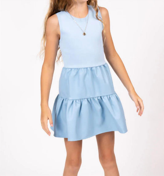 Girls Vegan Leather Sweater Dress