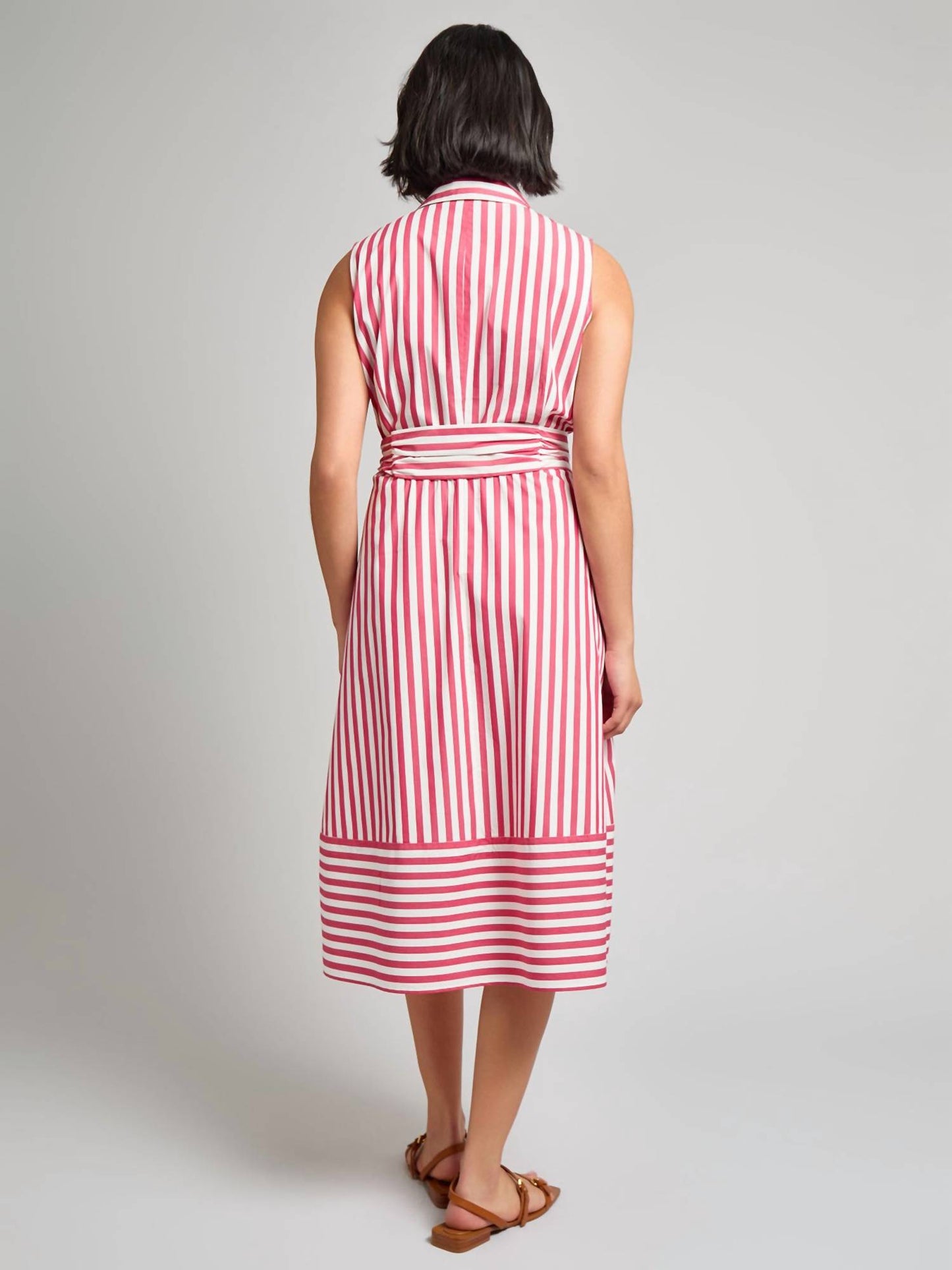 Striped Tie-waist Sleeveless Dress